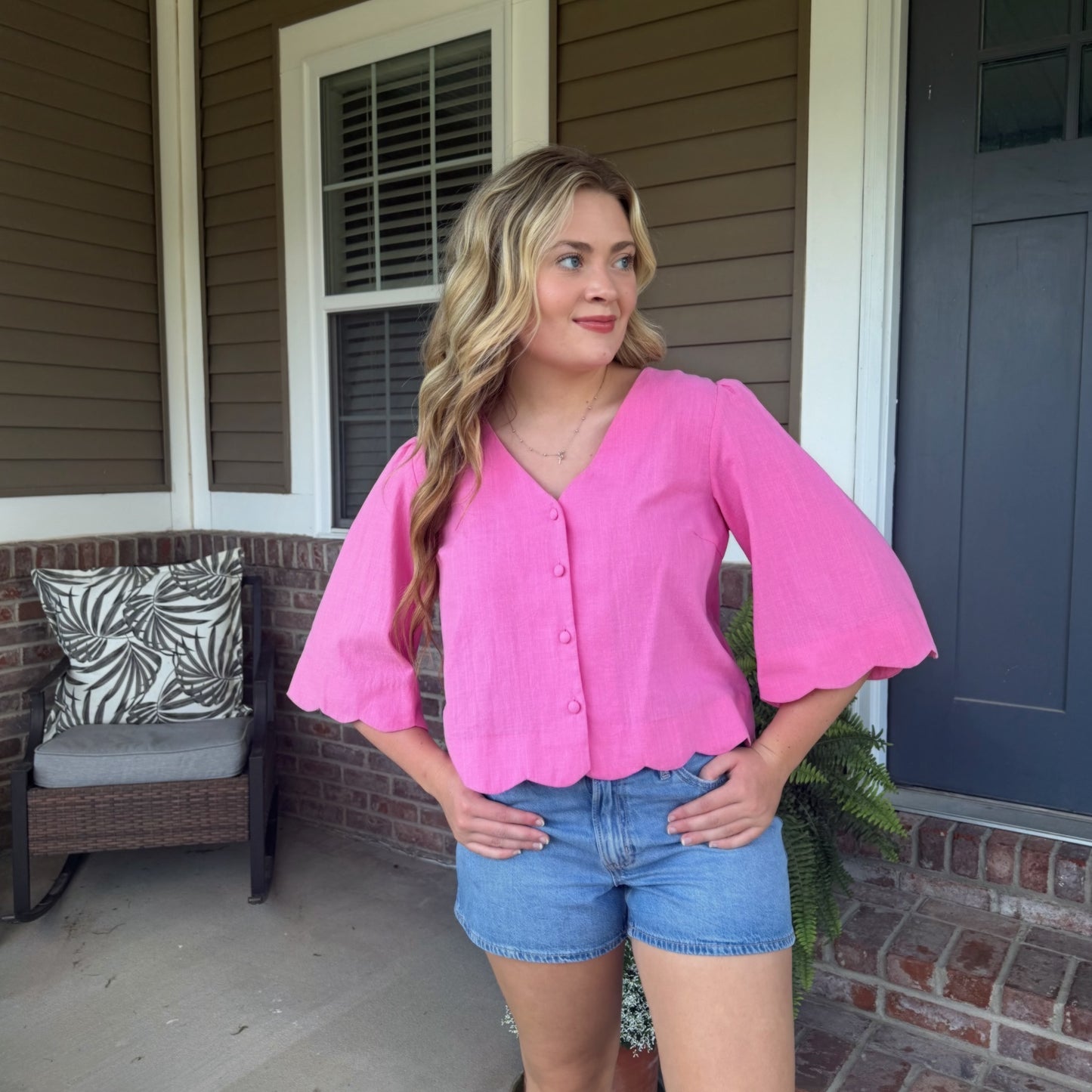 Blush Harbor Button Blouse