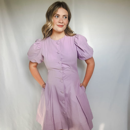 Lavender Charm Button Dress