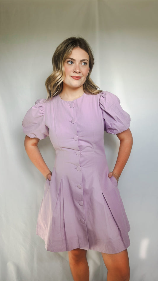 Lavender Charm Button Dress