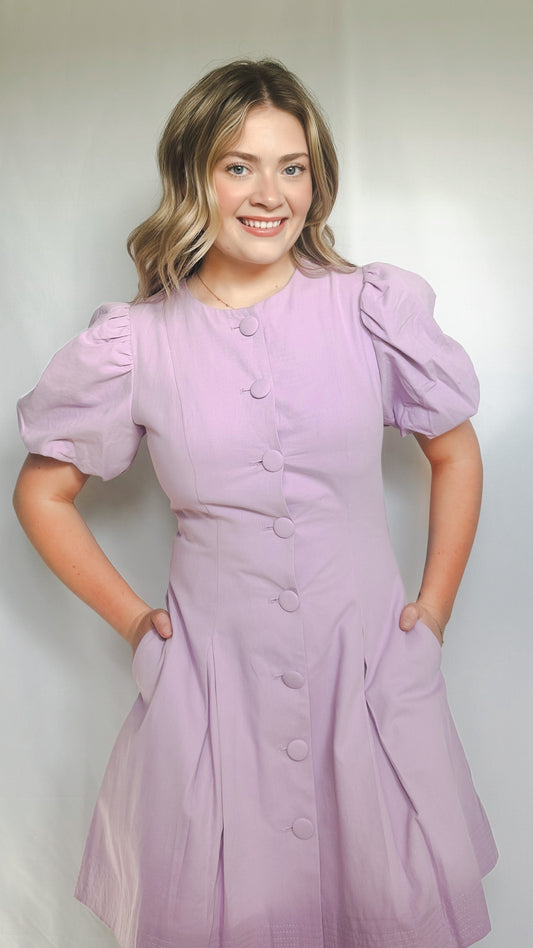 Lavender Charm Button Dress