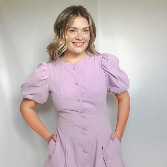 Lavender Charm Button Dress