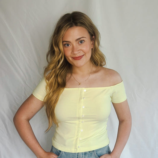 Sunlit Harbor Button Top